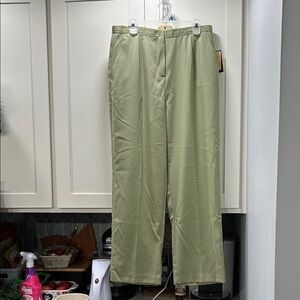 Vintage Southern Lady Sage Dress Trousers With Pockets and Elastic Inserts NOS